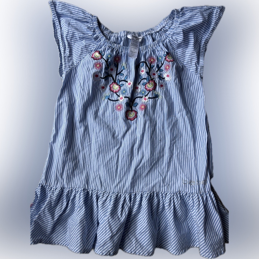 Bebe Girls Blue Pinstripe Top Shirt Size 6x
